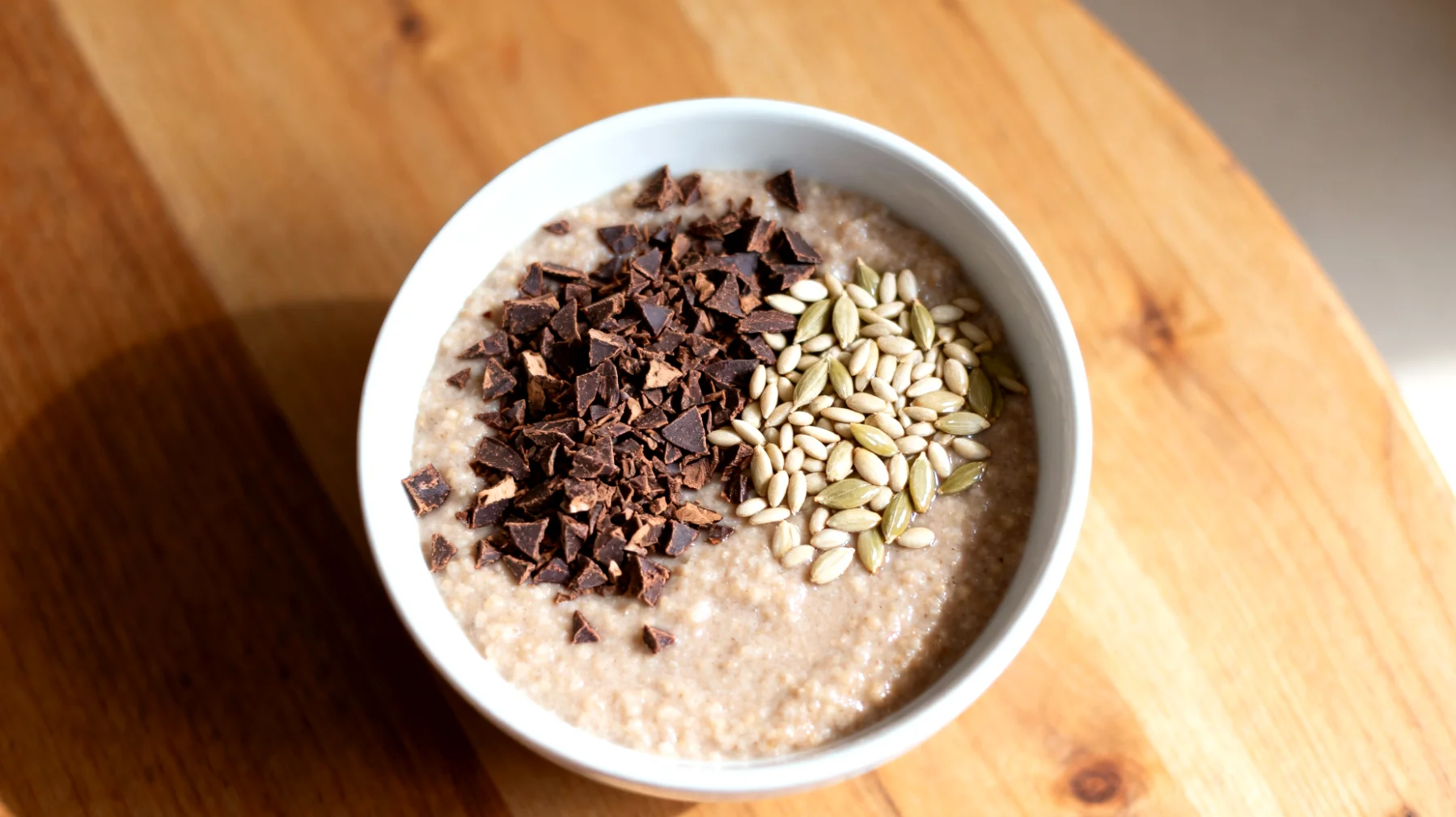 Amaranth-Porridge mit Kakaonibs und Hanfsamen"