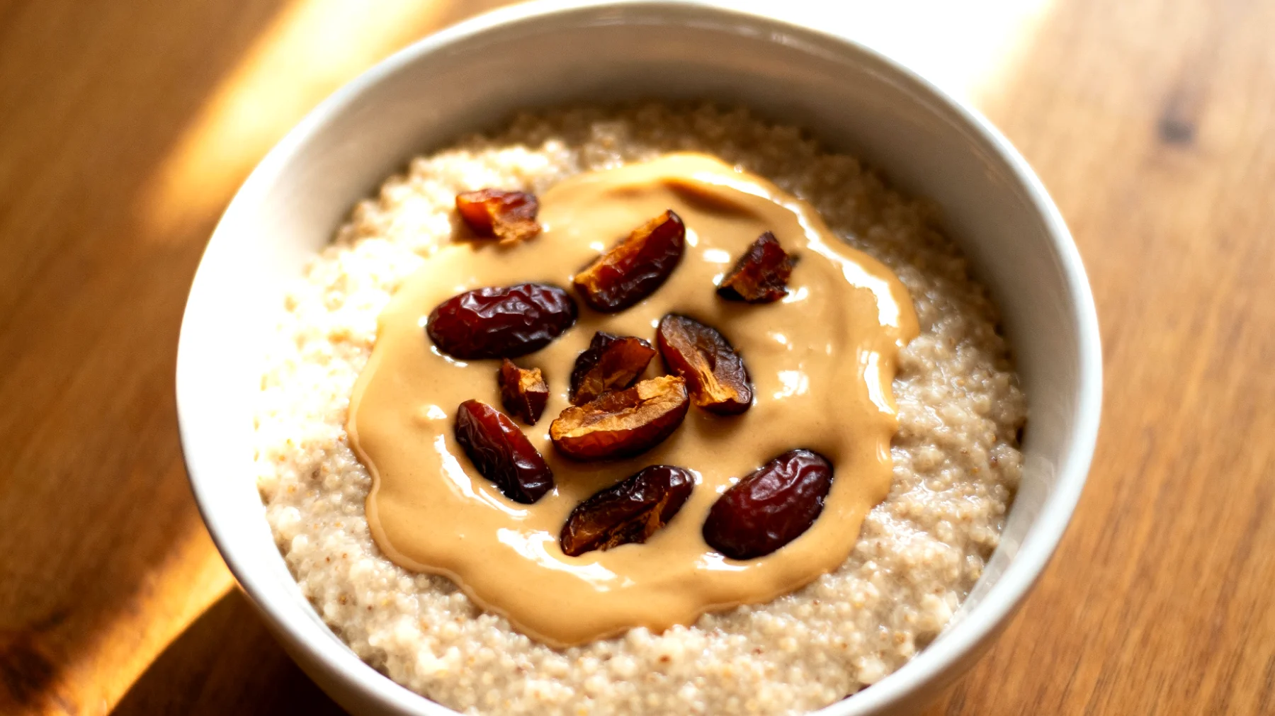 Amaranth-Porridge mit Tahini und Datteln"