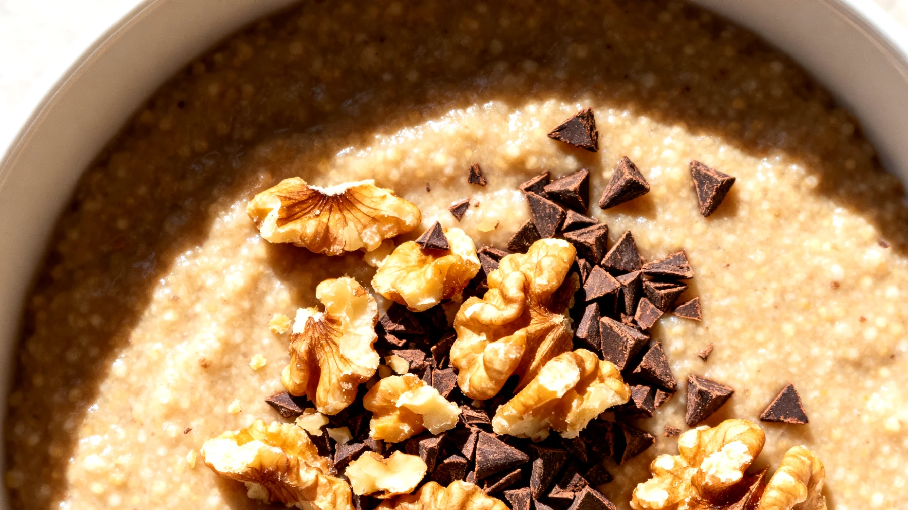 Amaranth-Porridge mit Walnüssen und Kakao-Nibs"