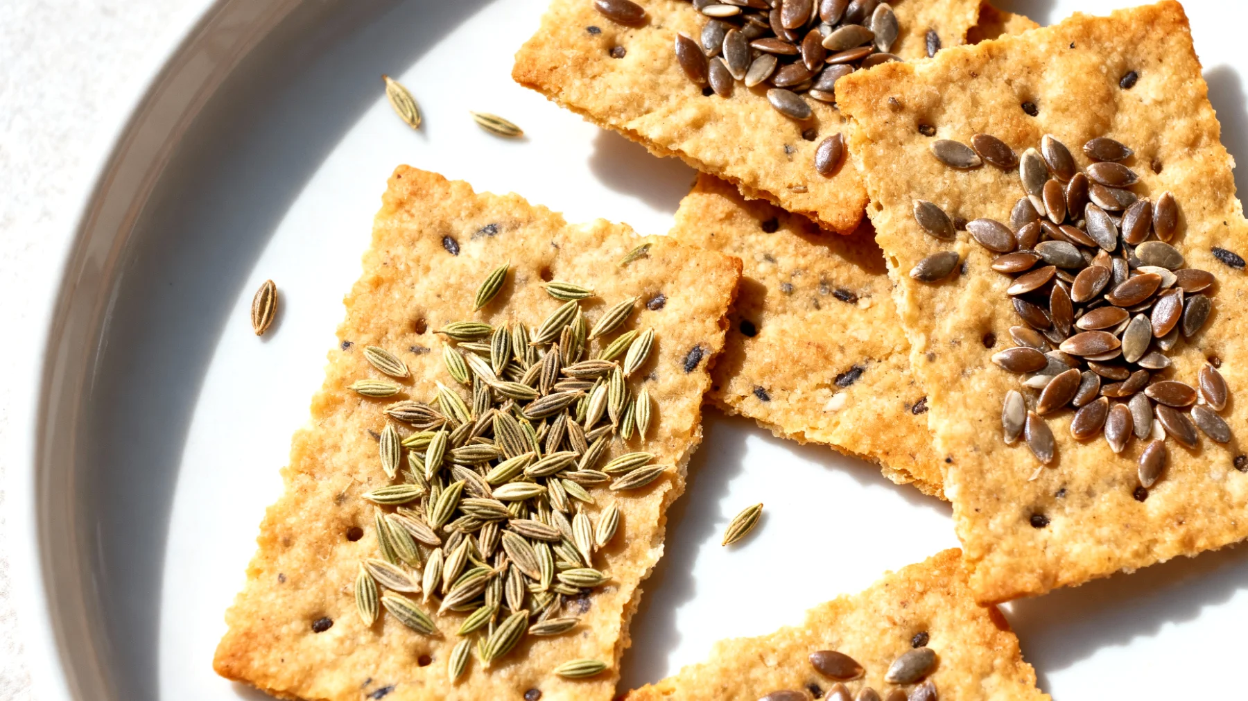 Fenchelsamen-Cracker mit Kümmel und Leinsamen"