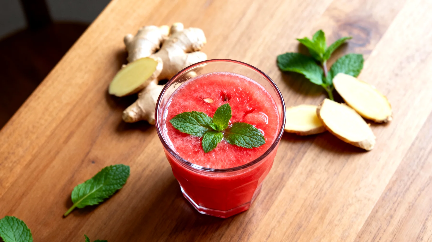 Wassermelonensaft mit Ingwer und Minze"